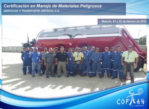 Certificación en Manejo de Materiales Peligrosos (SERVICIOS y TRANSPORTE ORITUCO) Maturín