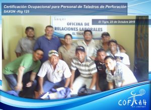 Certificación Ocupacional para Personal de Taladros de Perforación (SAXON) El Tigre