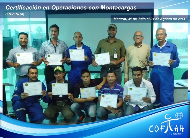 Certificación Operadores con Montacargas (ESVENCA) Maturín