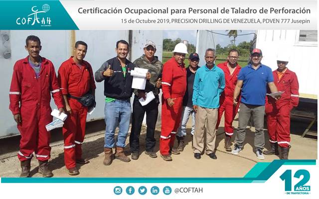 Certificación Ocupacional para Personal de Taladro de Perforación (PRECISION DRILLING) PDVEN-777 Jusepin