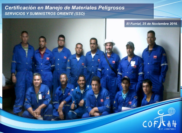 Certificación en Manejo de Materiales Peligrosos (SSO) El Furrial