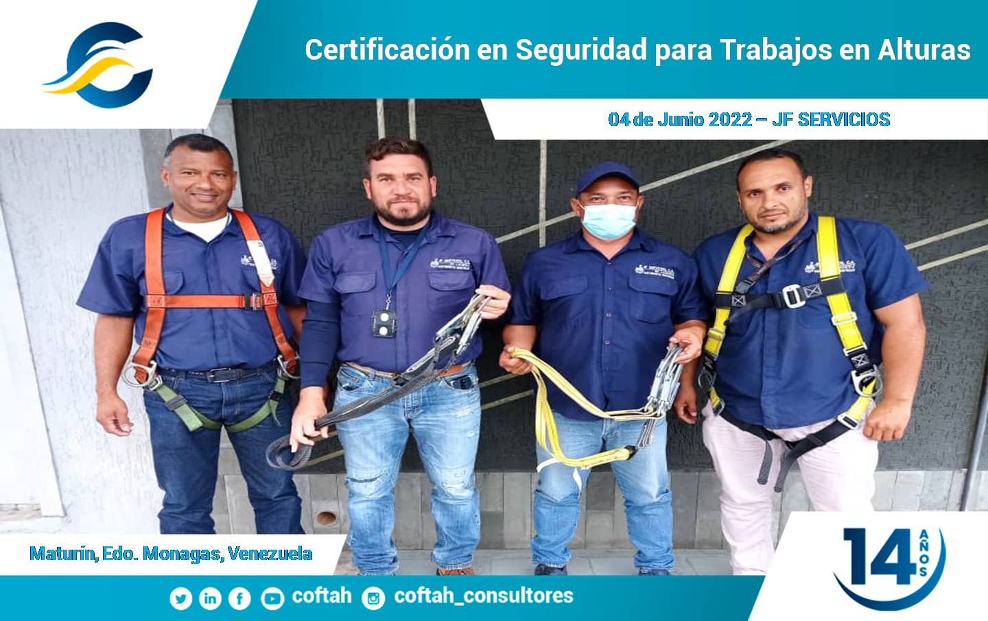 Lee más sobre el artículo Certificación en Seguridad para Trabajos en Alturas con JF SERVICIOS en Maturín
