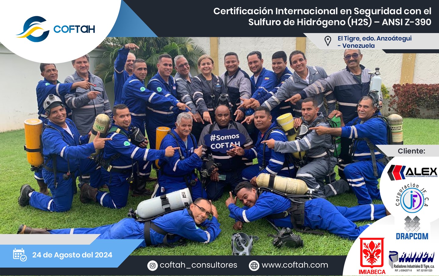 Lee más sobre el artículo Certificación Internacional con el Sulfuro de Hidrógeno H2S (ANSI Z-390) con RAINCA – IMIABECA – CORPORACION JF – ALEX