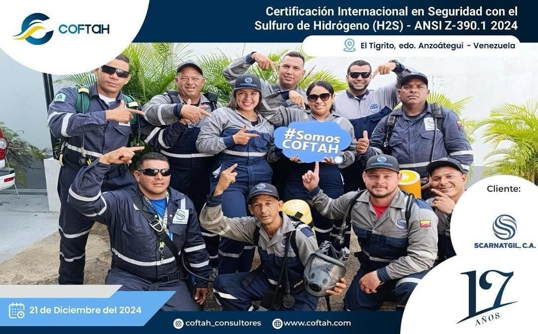Lee más sobre el artículo Certificación Internacional en Seguridad con el Sulfuro de Hidrógeno (H2S) – ANSI Z-390.1 2024 en SCARNATGIL