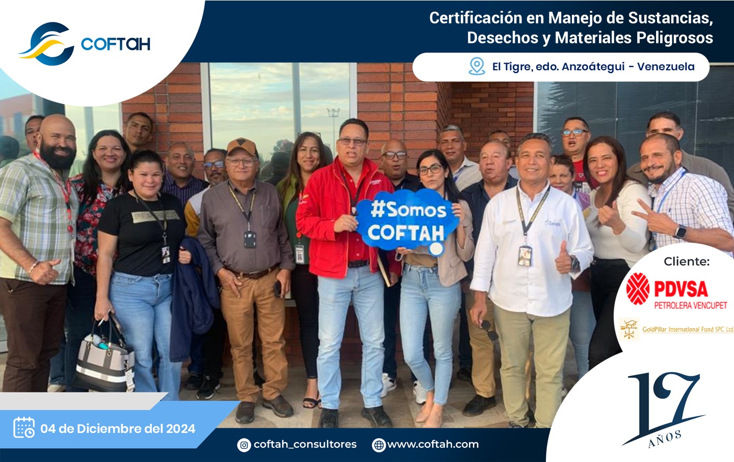 Lee más sobre el artículo Certificación en Manejo de Sustancias, Desechos y Materiales Peligrosos en PDVSA VENCUPET y GOLDPILLAR