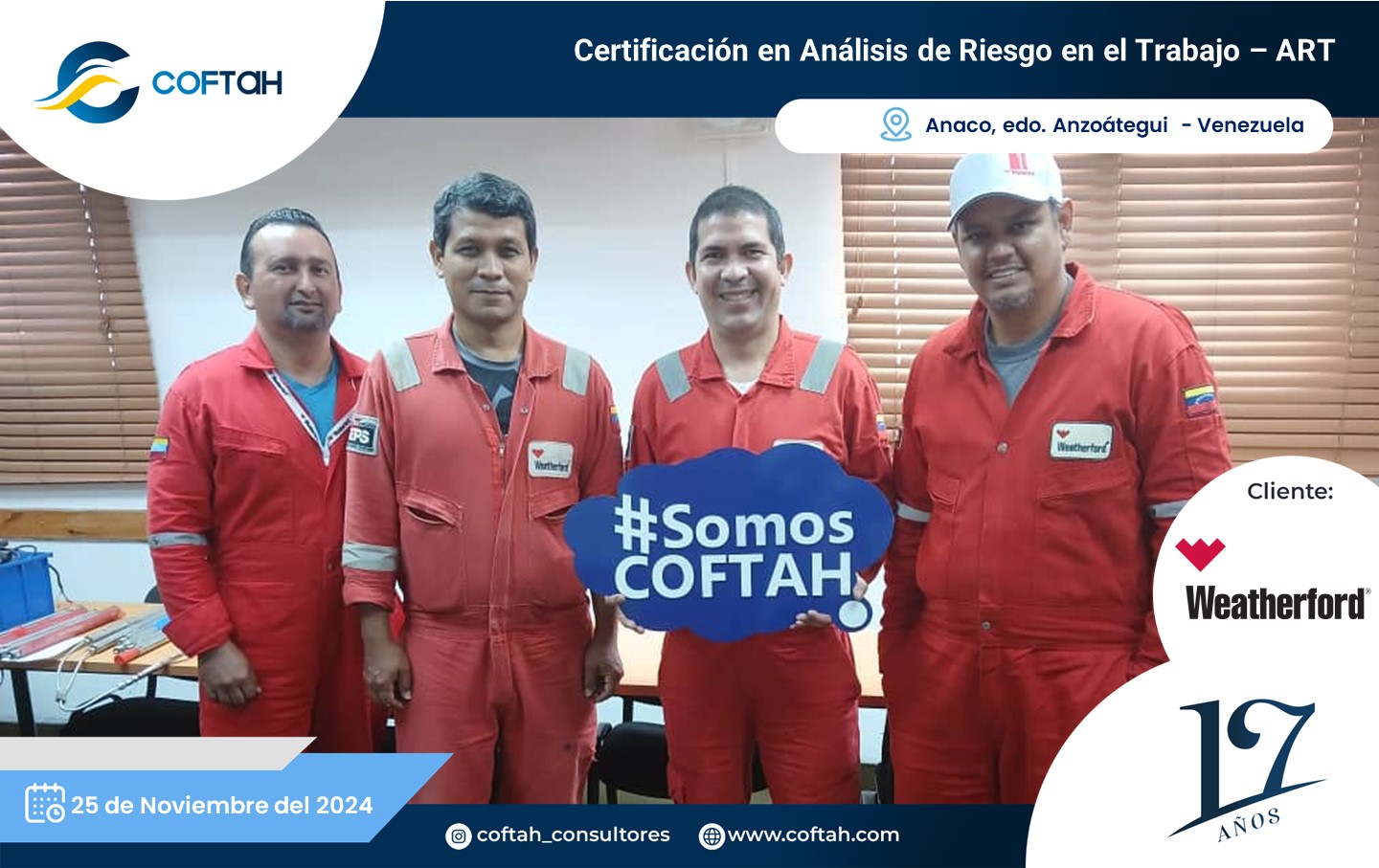 Lee más sobre el artículo Certificación en Análisis de Riesgos en el Trabajo – ART en WEATHERFORD
