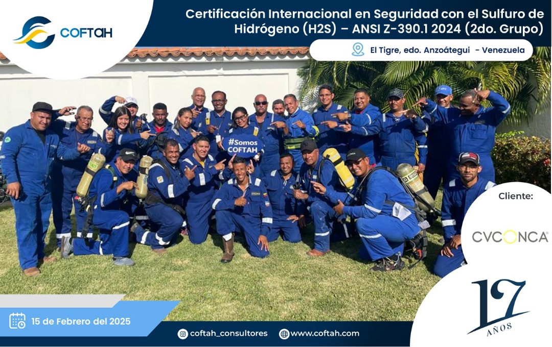 Lee más sobre el artículo Certificación Internacional con el Sulfuro de Hidrógeno H2S – ANSI Z-390.1 2024 EN CVCONCA