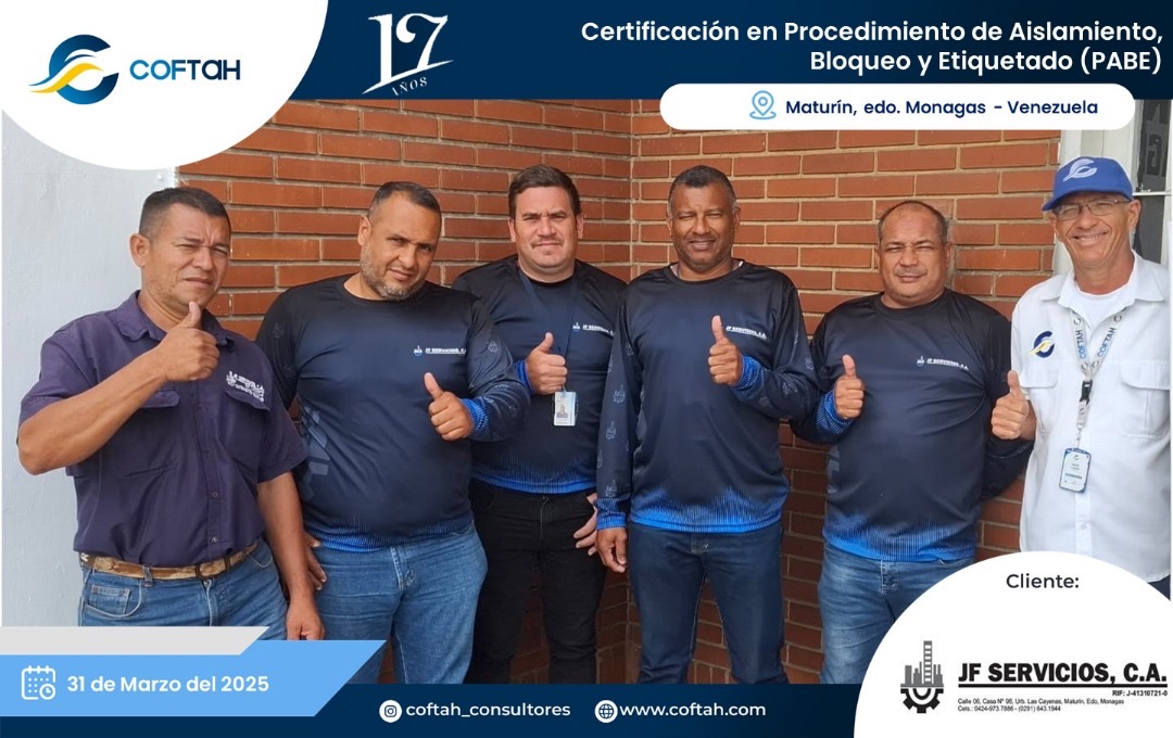 Lee más sobre el artículo Certificación en Procedimiento de Aislamiento, Bloqueo y Etiquetado (PABE) en JF SERVICIOS