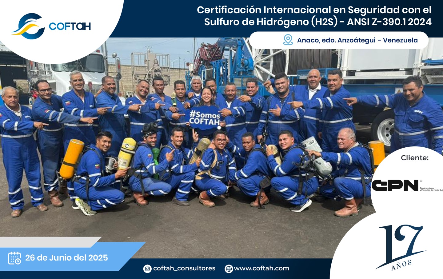 Lee más sobre el artículo Certificación Internacional con el Sulfuro de Hidrógeno H2S – ANSI Z-390.1 2024 EN CONPRONORTE