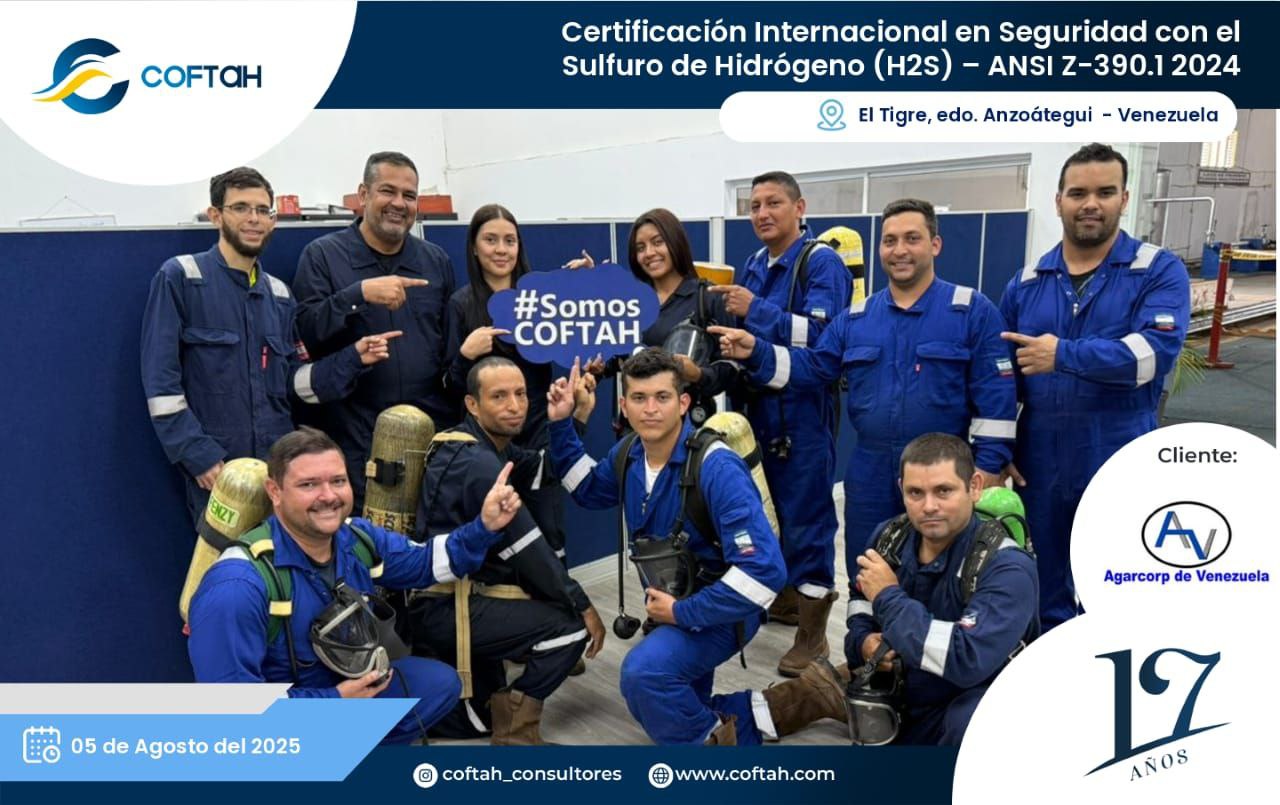 Lee más sobre el artículo Certificación Internacional con el Sulfuro de Hidrógeno H2S – ANSI Z-390.1 2024 EN AGARCORP DE VENEZUELA