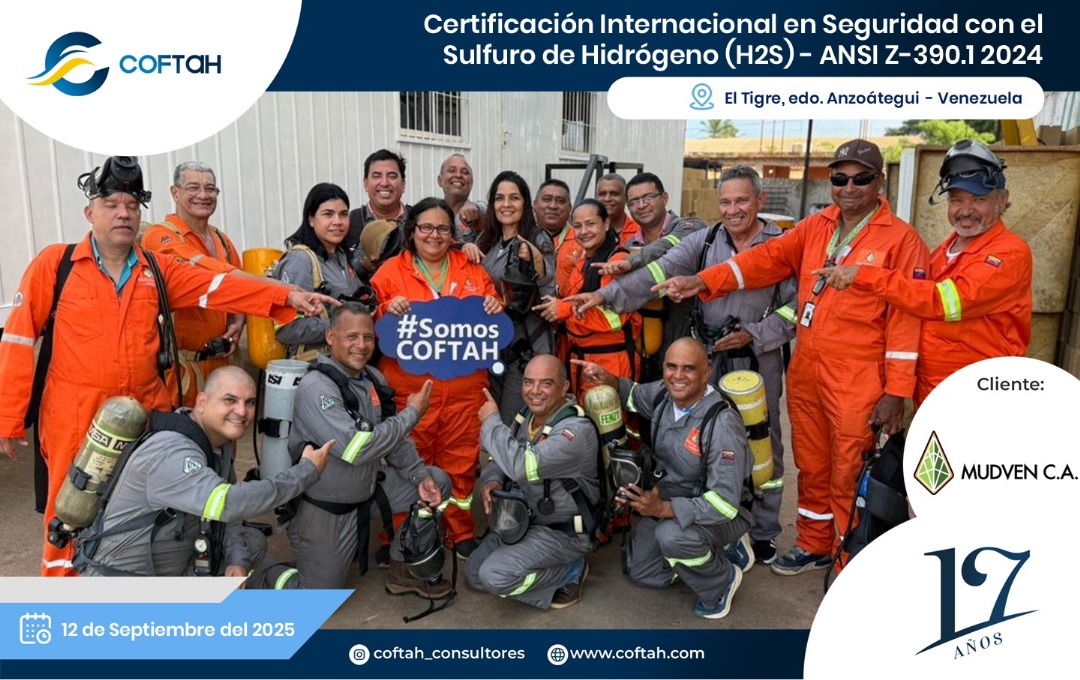 Lee más sobre el artículo Certificación Internacional con el Sulfuro de Hidrógeno H2S – ANSI Z-390.1 2024 en MUDVEN