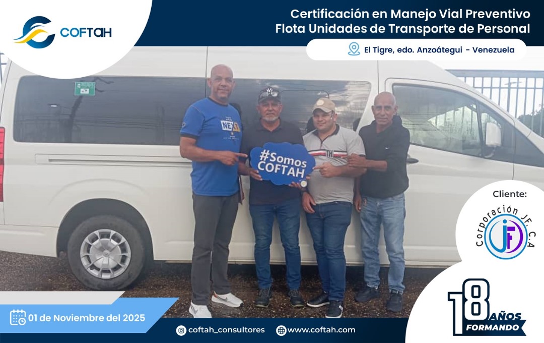 Lee más sobre el artículo Certificación en Manejo Vial Preventivo – Flota Unidades de Transporte de Personal en CORPORACION JF