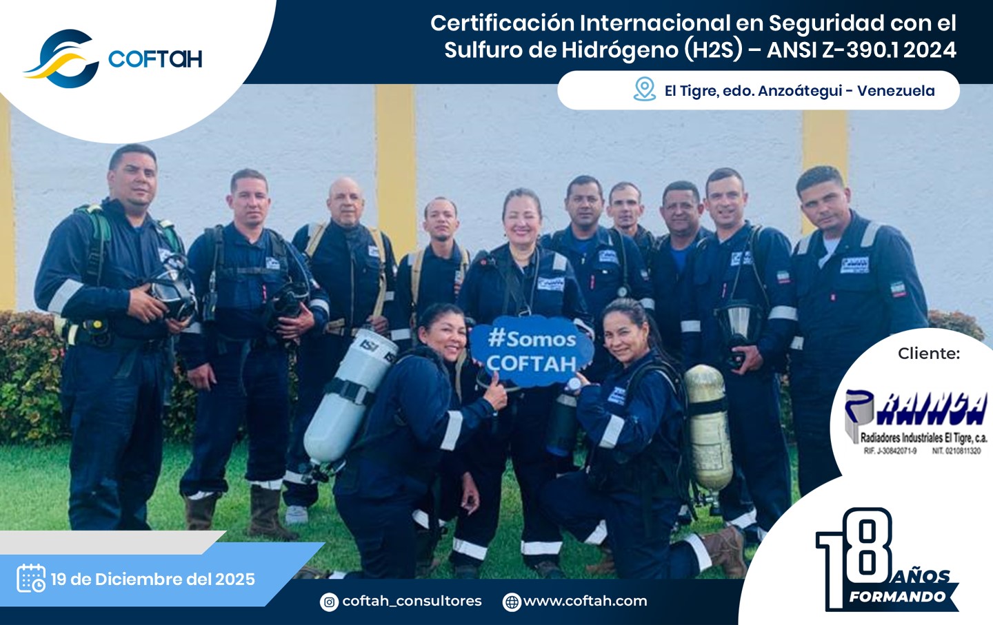 Lee más sobre el artículo Certificación Internacional con el Sulfuro de Hidrógeno H2S – ANSI Z-390.1 2024 en RAINCA