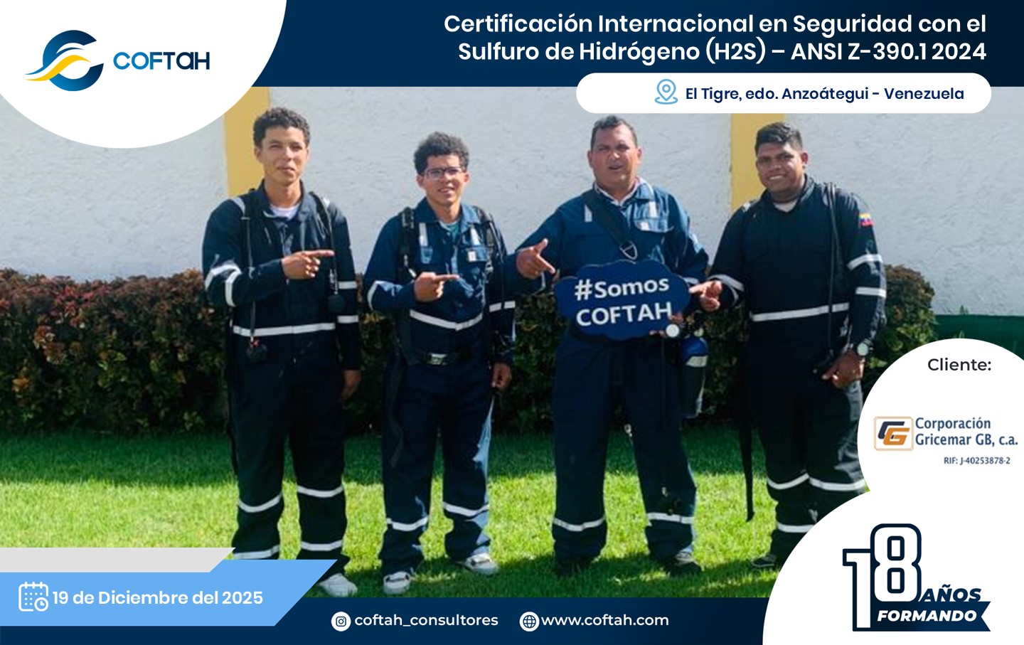 Lee más sobre el artículo Certificación Internacional con el Sulfuro de Hidrógeno H2S – ANSI Z-390.1 2024 en CORPORACION GRICEMAR