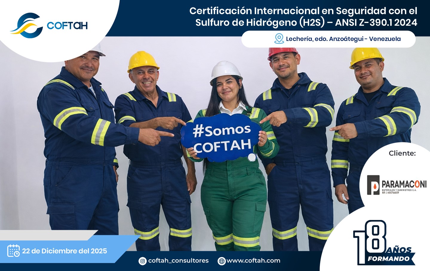 Lee más sobre el artículo Certificación Internacional con el Sulfuro de Hidrógeno H2S – ANSI Z-390.1 2024 en PARAMACONI
