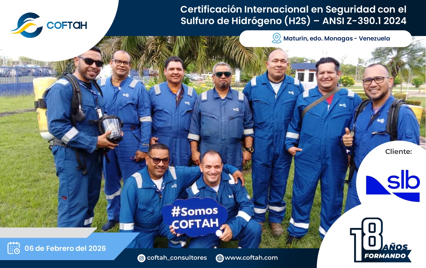 Lee más sobre el artículo Certificación Internacional con el Sulfuro de Hidrógeno H2S – ANSI Z-390.1 2024 en SLB