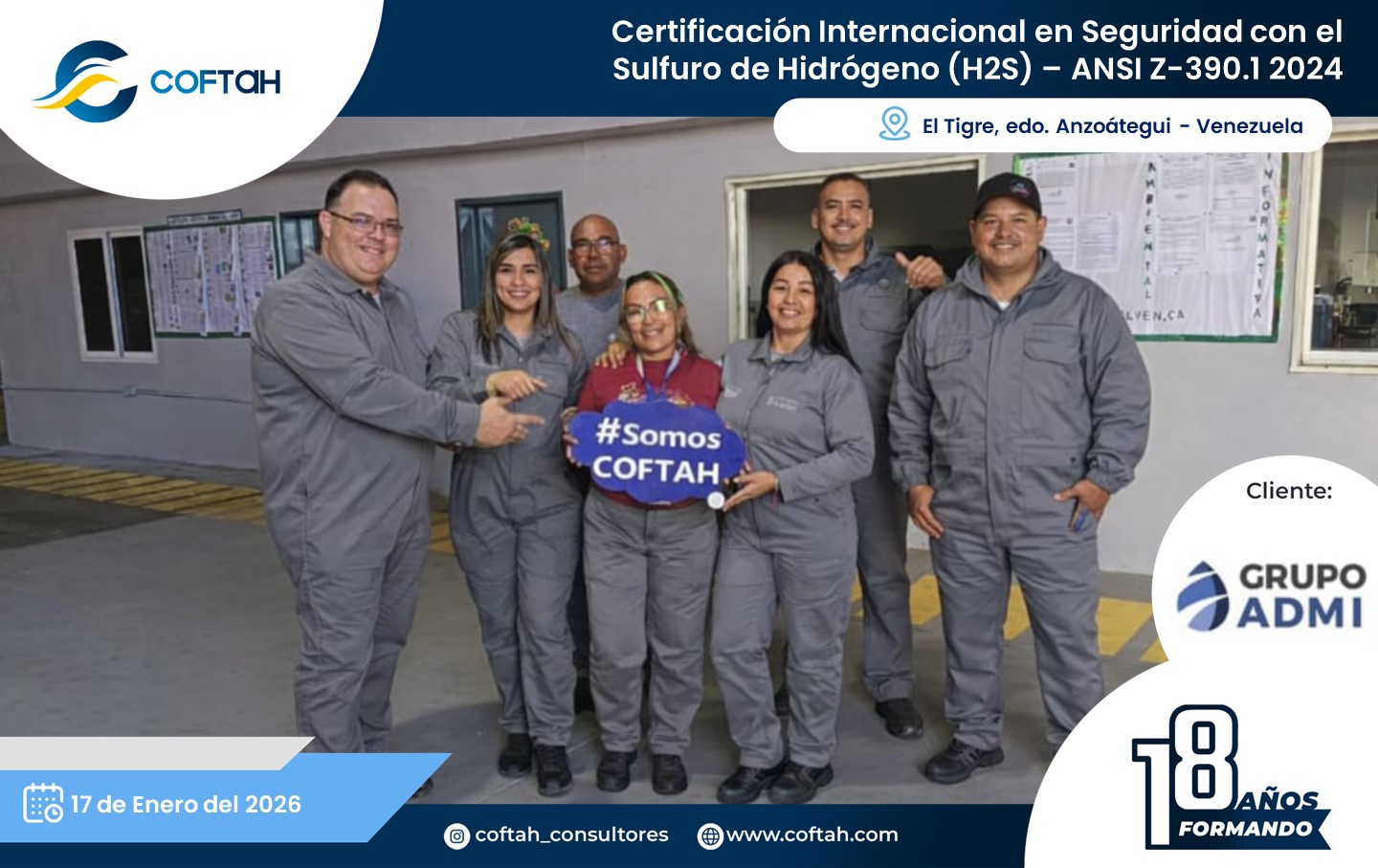 Lee más sobre el artículo Certificación Internacional con el Sulfuro de Hidrógeno H2S – ANSI Z-390.1 2024 en GRUPO ADMIN