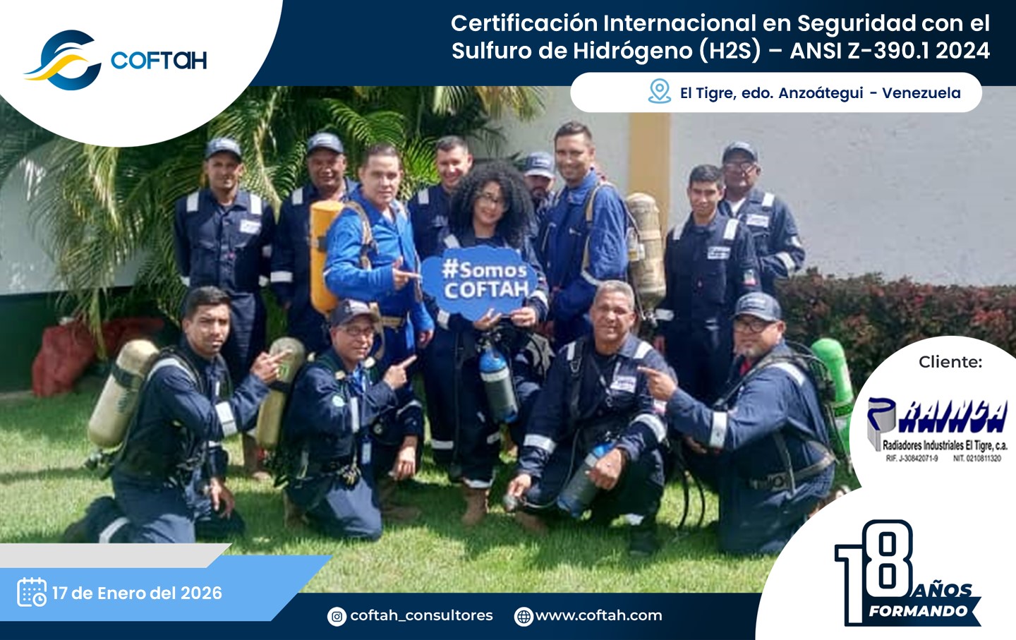 Lee más sobre el artículo Certificación Internacional con el Sulfuro de Hidrógeno H2S – ANSI Z-390.1 2024 en RAINCA
