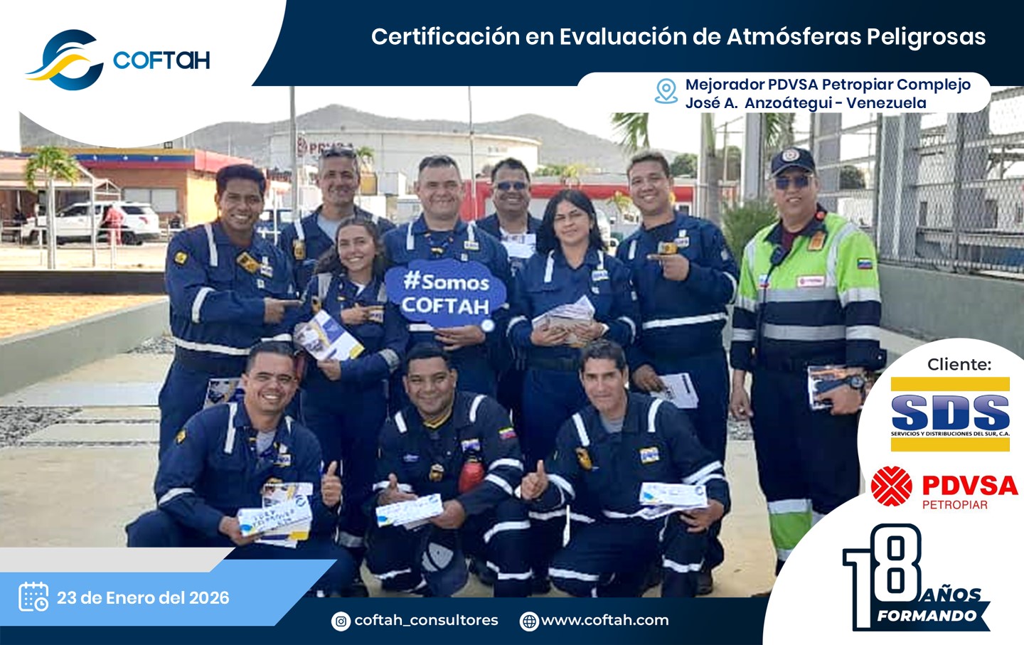 Lee más sobre el artículo Certificación en Evaluación de Atmósferas Peligrosas en SDS y PDVSA PETROPIAR