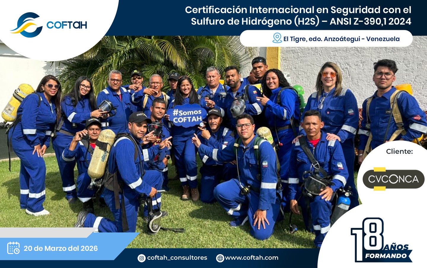 Lee más sobre el artículo Certificación Internacional con el Sulfuro de Hidrógeno H2S – ANSI Z-390.1 2024 en CVCONCA