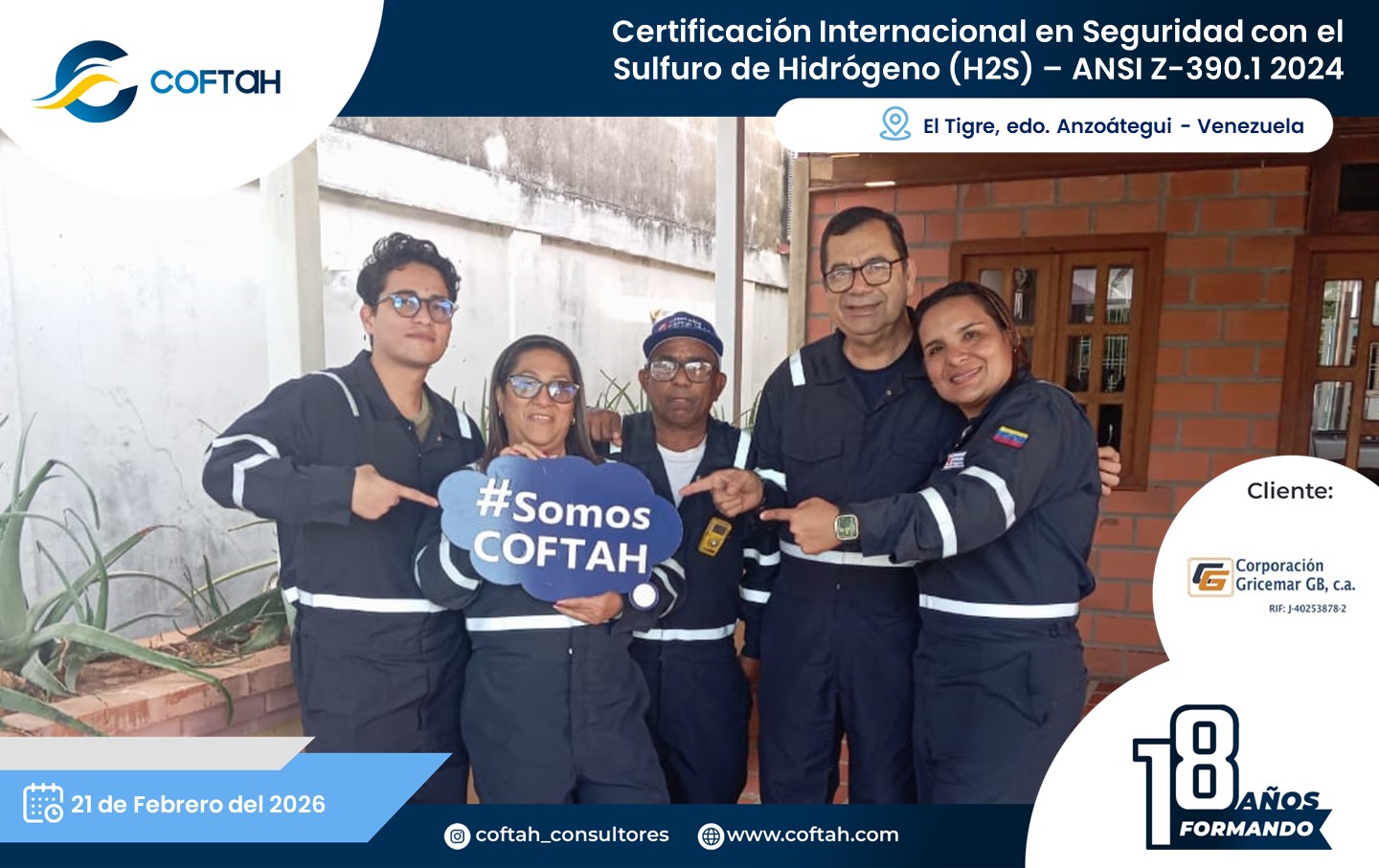 Lee más sobre el artículo Certificación Internacional con el Sulfuro de Hidrógeno H2S – ANSI Z-390.1 2024 en CORPORACION GRICEMAR
