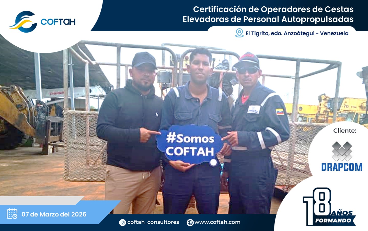 Lee más sobre el artículo Certificación de Operadores de Cestas Elevadoras de Personal Autopropulsadas en DRAPCOM