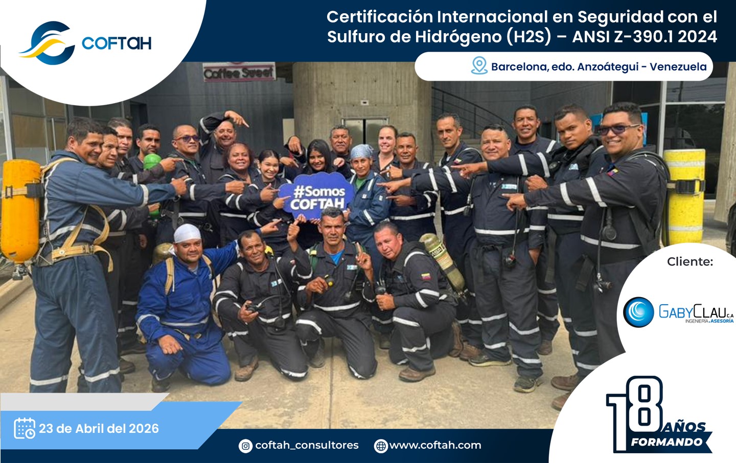 Lee más sobre el artículo Certificación Internacional con el Sulfuro de Hidrógeno H2S – ANSI Z-390.1 2024 en GABYCLAU