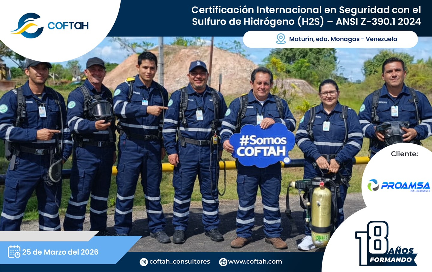 Lee más sobre el artículo Certificación Internacional con el Sulfuro de Hidrógeno H2S – ANSI Z-390.1 2024 en PROAMSA