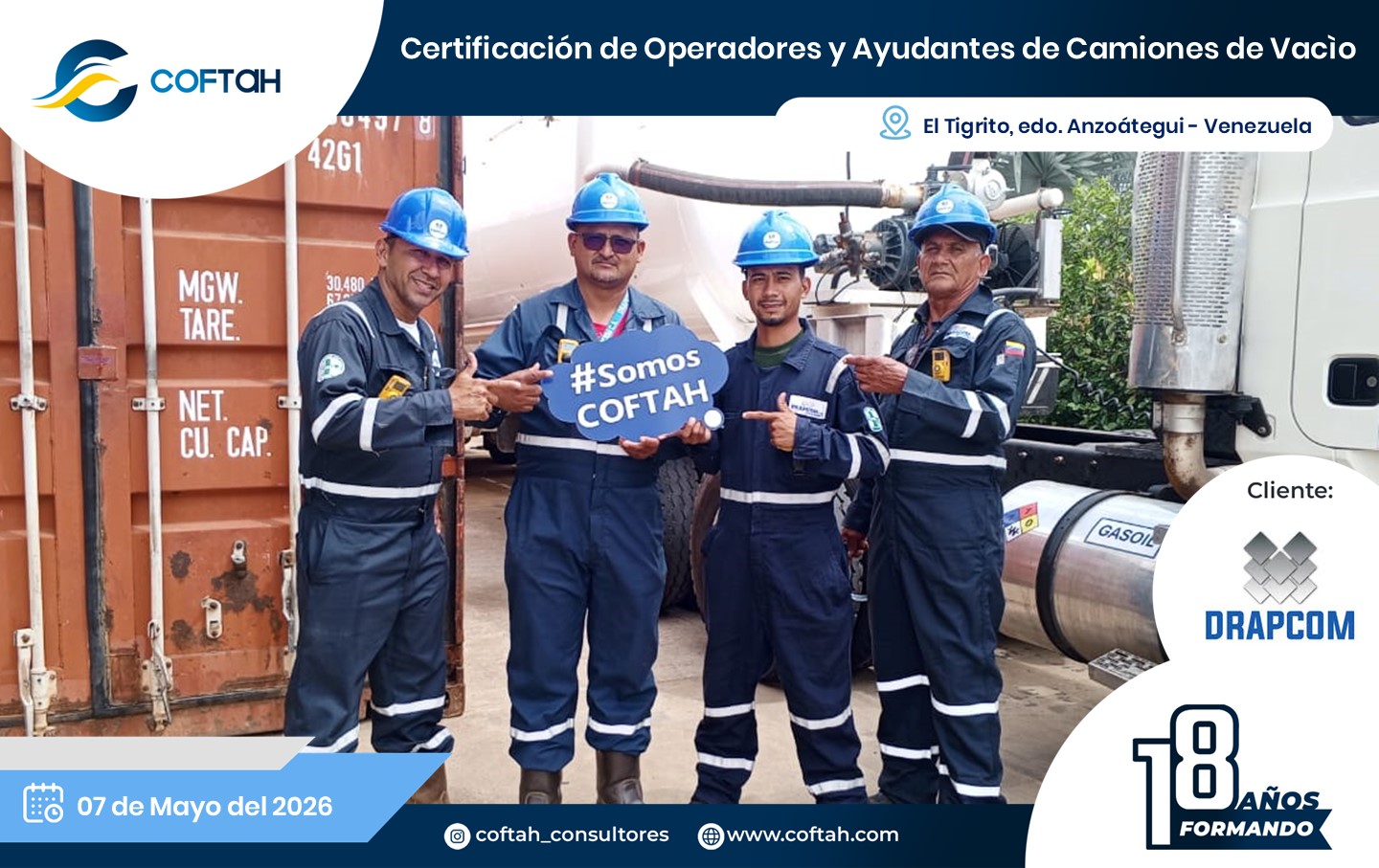 Lee más sobre el artículo Certificación de Operadores y Ayudantes de Camiones de Vacío en DRAPCOM