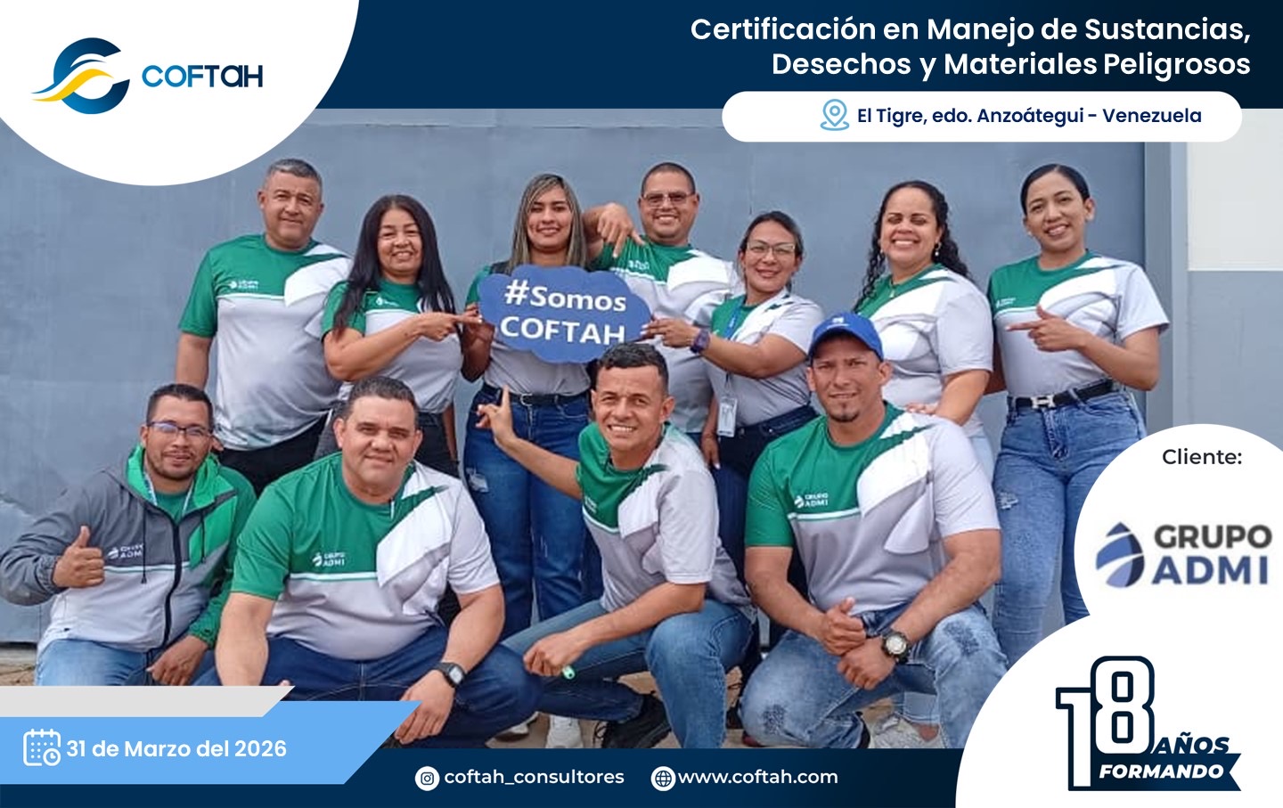 Lee más sobre el artículo Certificación en Manejo de Sustancias, Desechos y Materiales Peligrosos en GRUPO ADMI
