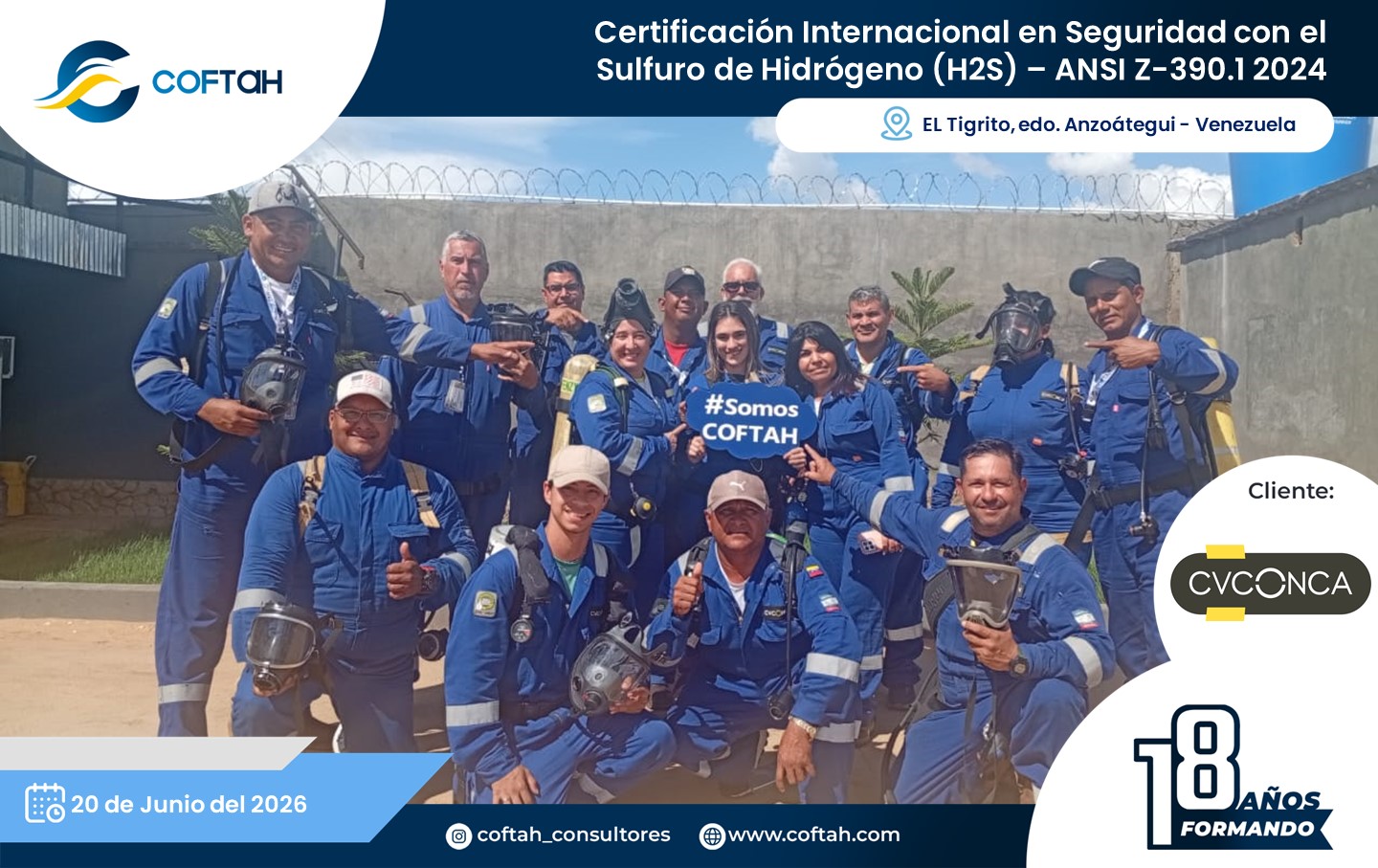 Lee más sobre el artículo Certificación Internacional con el Sulfuro de Hidrógeno H2S – ANSI Z-390.1 2024 en CVCONCA