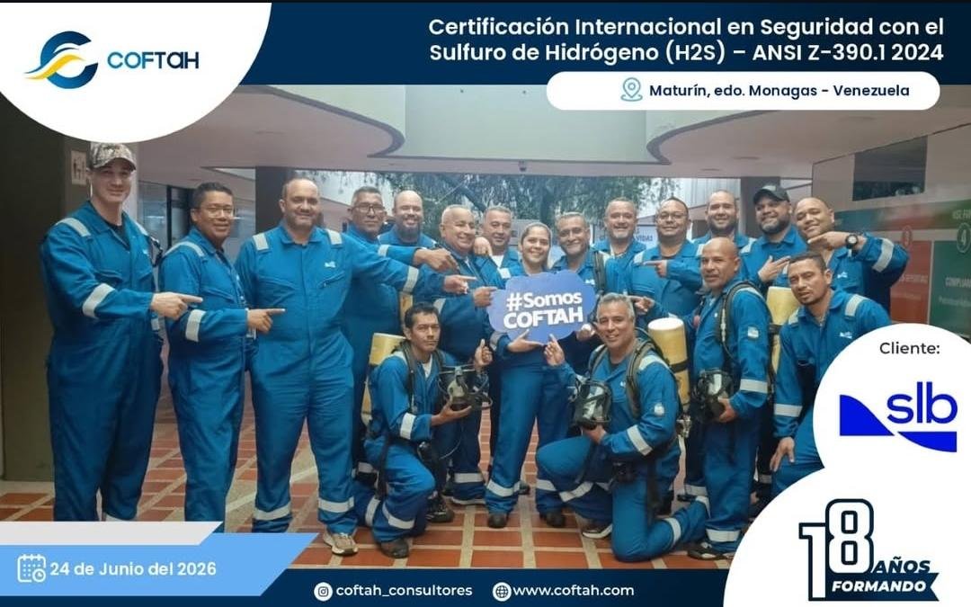 Lee más sobre el artículo Certificación Internacional con el Sulfuro de Hidrógeno H2S – ANSI Z-390.1 2024 en SLB