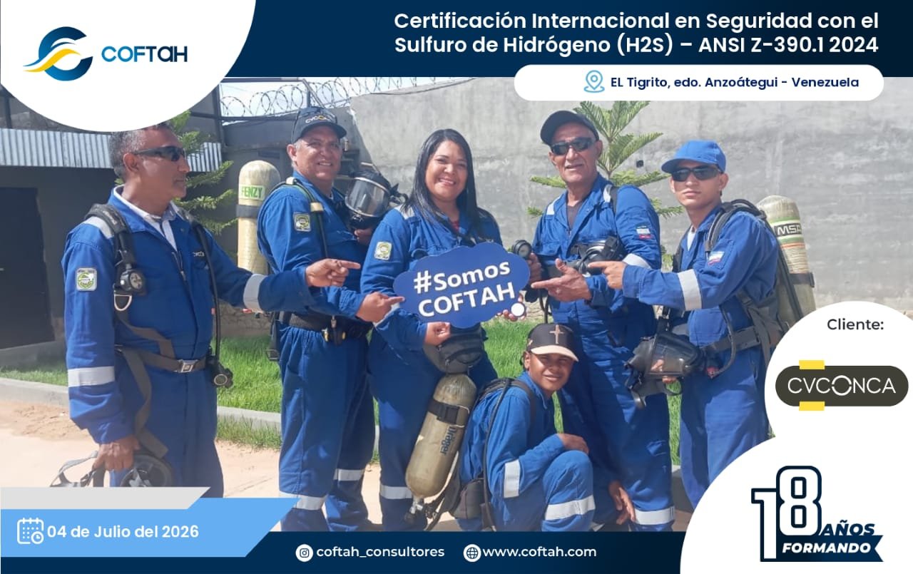 Lee más sobre el artículo Certificación Internacional con el Sulfuro de Hidrógeno H2S – ANSI Z-390.1 2024 en CVCONCA